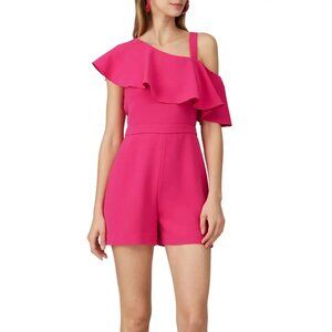 NWOT Rachel Zoe Pink One Shoulder Ruffle Romper Size 12